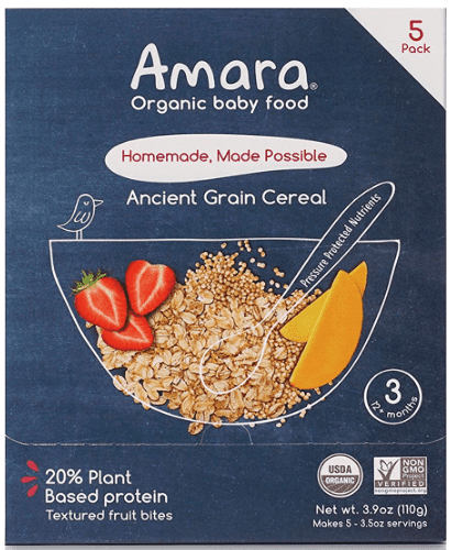 Amara Brand organic baby food ancient grain cereal