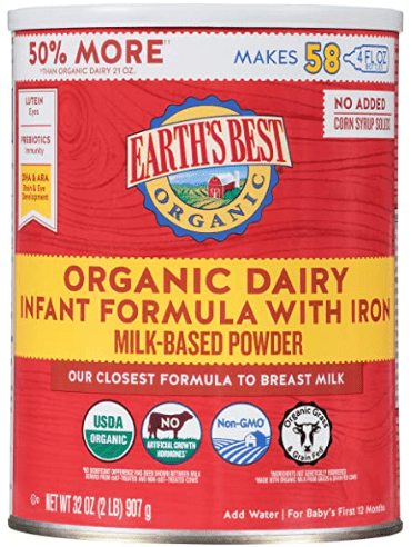 Earth's Best brand organic infant formula reviews