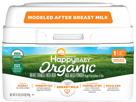 Happy Baby Organic Formula Review. Image of container.